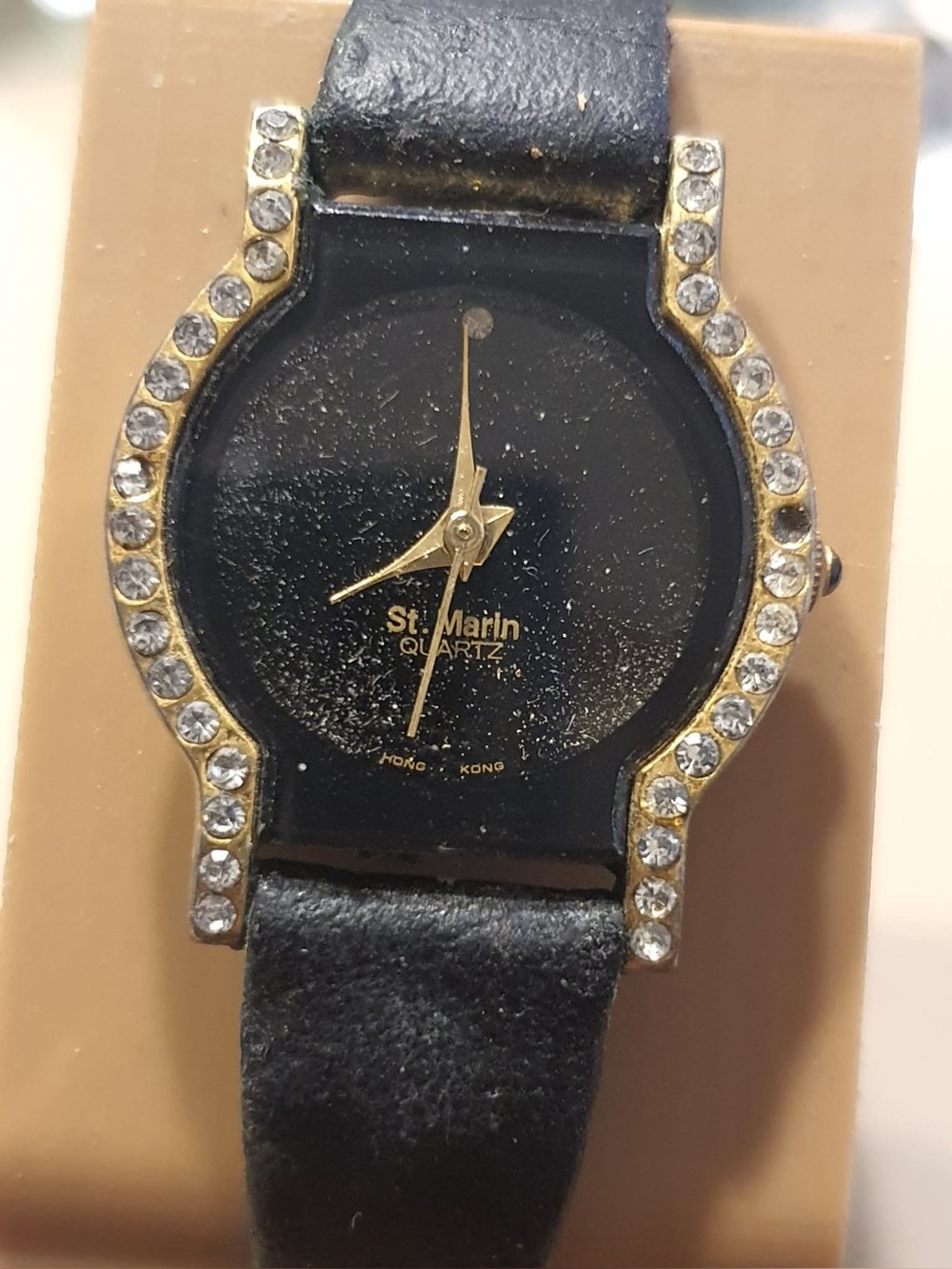 🦋10/$20🦋 St. Marin Quartz Goldtone Rhinestone Leather Women's Watch